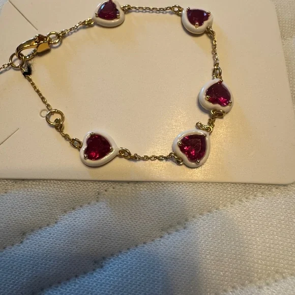 Kate Spade bracelet Gold and Red Heart Charm - Picture 1 of 2